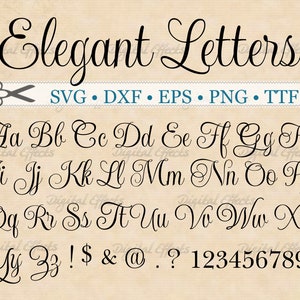 ELEGANT Script Font Monogram Svg, Dxf, Eps, Png Digital Monogram DIY, Fancy Script, Cursive Font, Silhouette Files, Cricut, Cut Files, TTF image 1