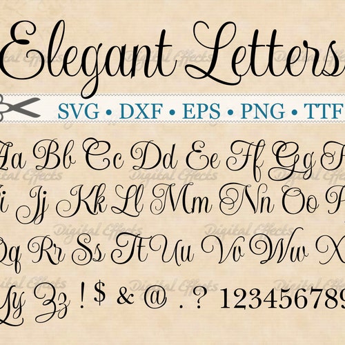 Full Alphabet SVG Fonts Cutfile Fancy Script Cricut Font DXF | Etsy