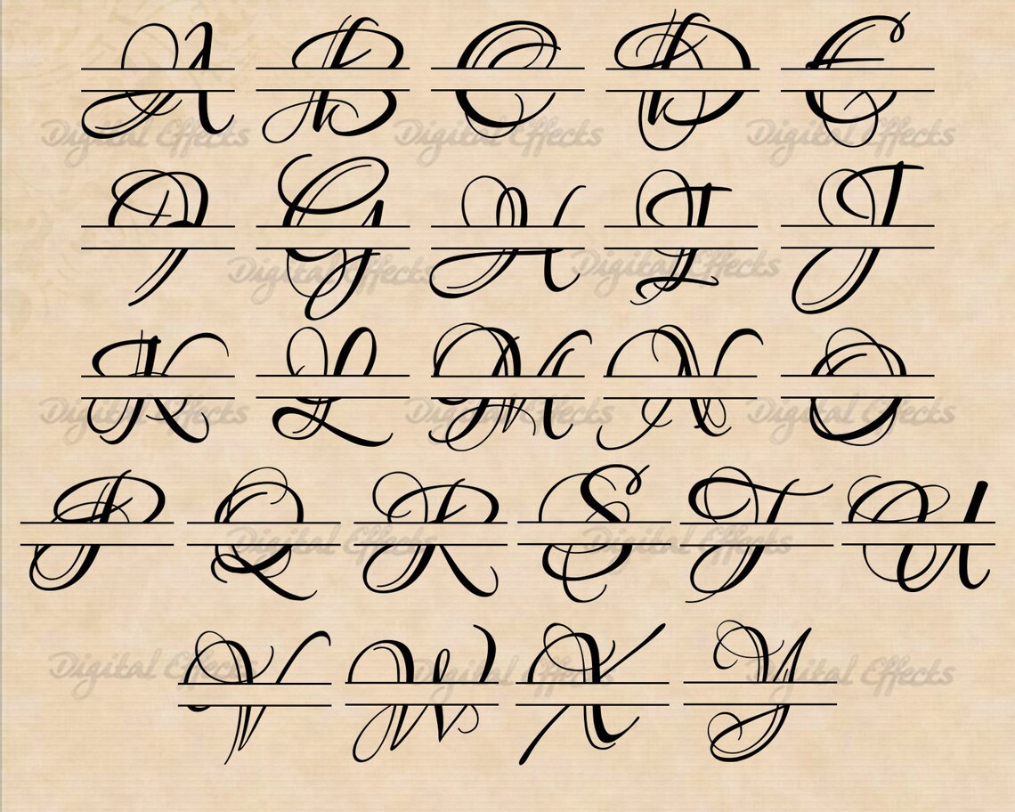 Split MONOGRAM Svg, Dxf, Eps, Png, Fancy Split Font Svg WEDDING ...