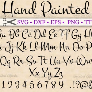 HAND PAINTED Font Script Svg Monogram, Cursive Script Svg Font, Dxf, Eps, Png; Brush font, Fancy Script,Wedding SVG Font, Silhouette, Cricut