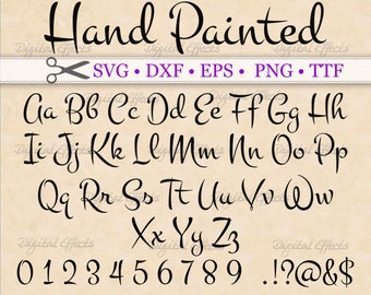 Monograma SVG de fuente cursiva, fuente SVG de escritura cursiva, DXF, EPS, PNG; fuente de pincel, escritura elegante, fuente SVG de boda, silueta, Cricut