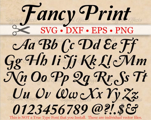 FANCY Print SVG Scroll Font Retro Script Monogram Svg Dxf | Etsy