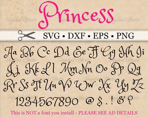 Download Princess Font Monogram Svg Dxf Eps Png Brush Font Etsy