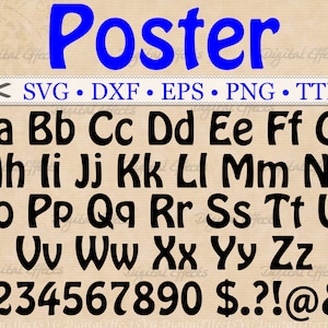 POSTER Font, Monogram Svg Font,  Alphabet SVG, Dxf, Eps, Png, TTF File, Retro Font, Bold Font, Files for Cricut & Silhouette, True Type Font