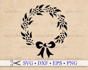Archivo SVG de corona floral, bayas SVG, PNG, EPS, archivos DXF, archivos de silueta de corona de acebo, archivos SVG de Cricut, archivos de corte, plantilla de corona de acebo
