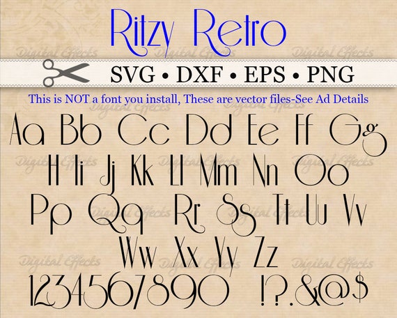 Ritzy Retro Script Monogram Svg Font Svg Dxf Eps Png Etsy