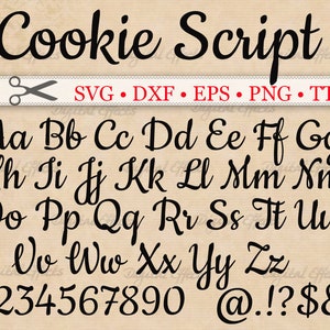 COOKIE Script SVG, Handwriting Font, Retro Script Monogram Svg, Dxf, Eps, Png Fancy Script, Cursive Font, Silhouette & Cricut, Bonus TTF image 1