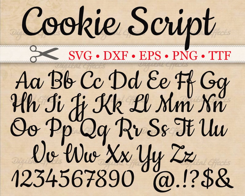 COOKIE Script SVG, Handwriting Font, Retro Script Monogram Svg, Dxf, Eps, Png Fancy Script, Cursive Font, Silhouette & Cricut, Bonus TTF image 1