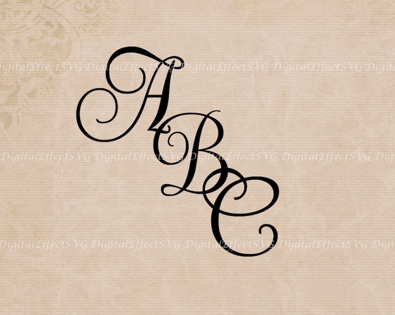 ELEGANT Script Font Monogram Svg, Dxf, Eps, Png Digital Monogram DIY, Fancy Script, Cursive Font, Silhouette Files, Cricut, Cut Files, TTF image 3