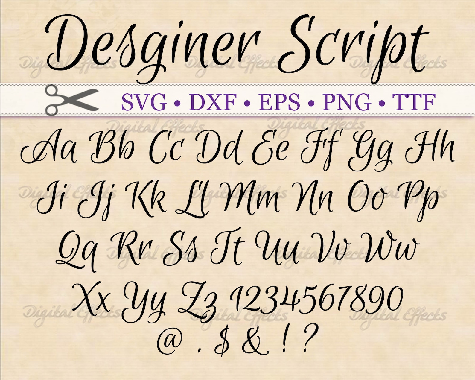Designer Font, Script Calligraphy Font Monogram Svg, Dxf, Eps, Png, TTF ...