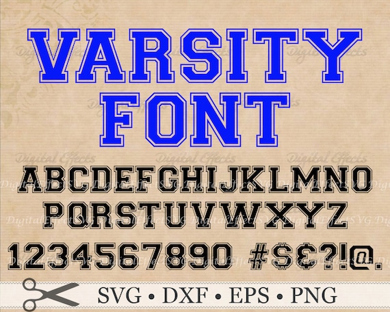 Varsity Font Monogram SVG, Dxf, Eps, Png, Varsity Collegiate SVG Font Alphabet, Silhouette Studio, Varsity Letters Svg Cut Files, Cricut,