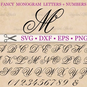 MONOGRAMA DE CASAMENTO FANCY SVG, DXF, EPS, arquivos PNG, Monograma de script e letras + números, Monograma Flourish SVG, arquivos Silhouette, arquivos Cricut