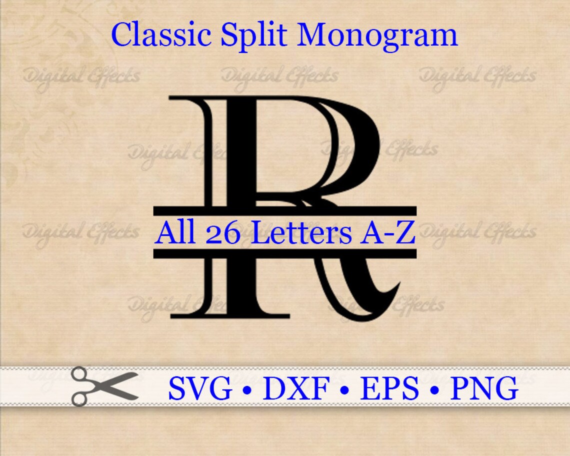 Classic Split MONOGRAM Svg, Dxf, Eps, Png, Outline Split Monogram Svg ...
