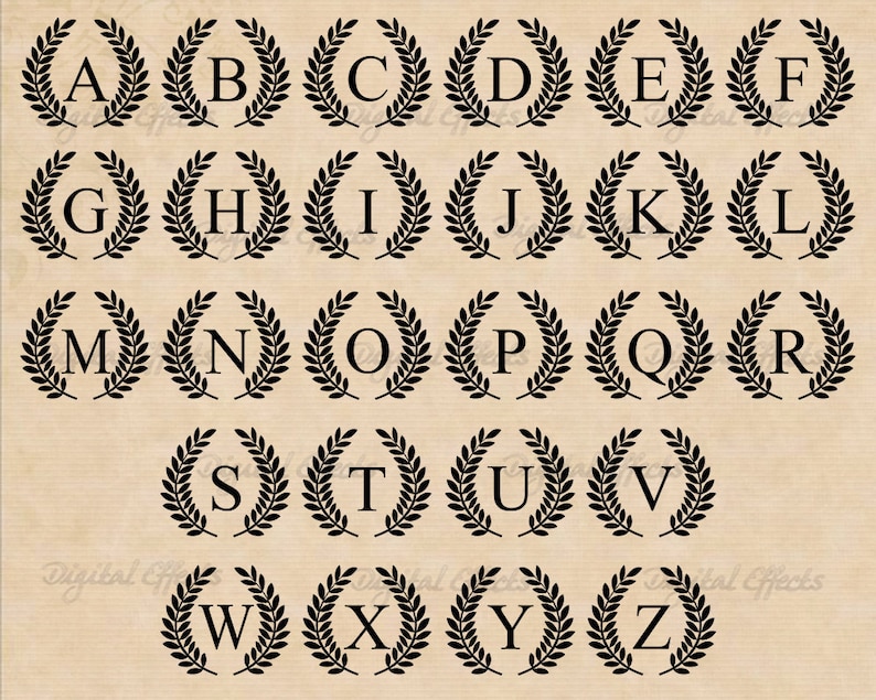 LAUREL ROMAN Monogram Svg Dxf Eps & Png Files Roman Letters Etsy