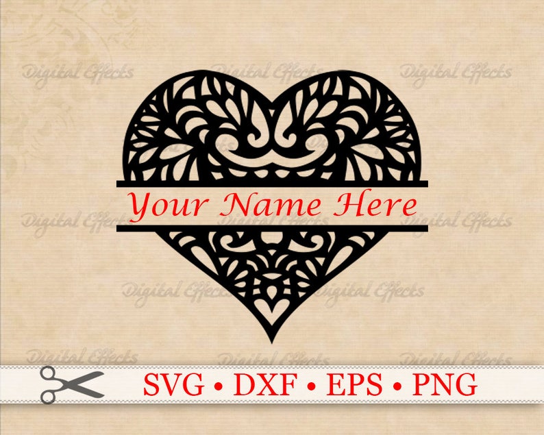 Download SPLIT MONOGRAM Heart Frame Svg Eps Dxf Png Monogram Frame ...