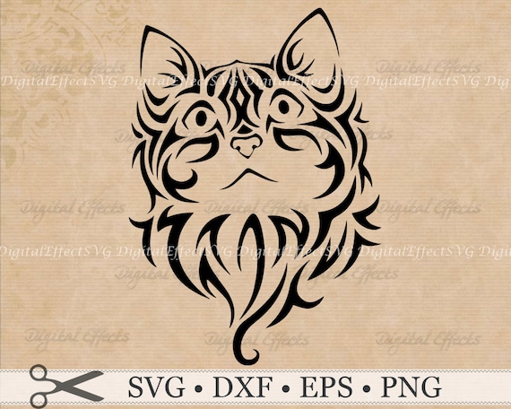 CAT SVG File, Kitten Svg, Png, Eps, Dxf Files, Cat Clipart, Cat Vector, Kitty SVG, Tribal Kitten, Cat Silhouette Studio,Cricut Svg Cut Files
