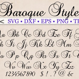 Fonte BARROCA, Fonte de casamento, Monograma de escrita sofisticada, Fonte SVG; TTF, SVG, DXF, EPS, PNG; Fonte cursiva, Silhouette, Cricut, Fonte instalável