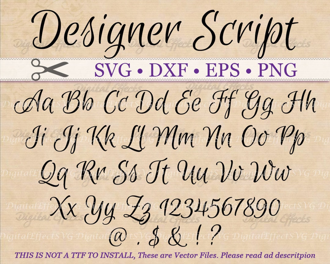 Designer Script Calligraphy Font Monogram Svg Dxf Eps Png - Etsy