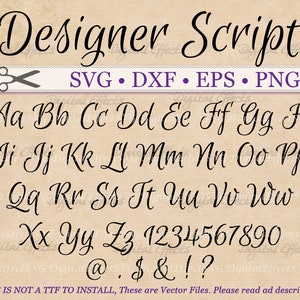 Designer Script Calligraphy Font Monogram Svg, Dxf, Eps, Png Digital ...