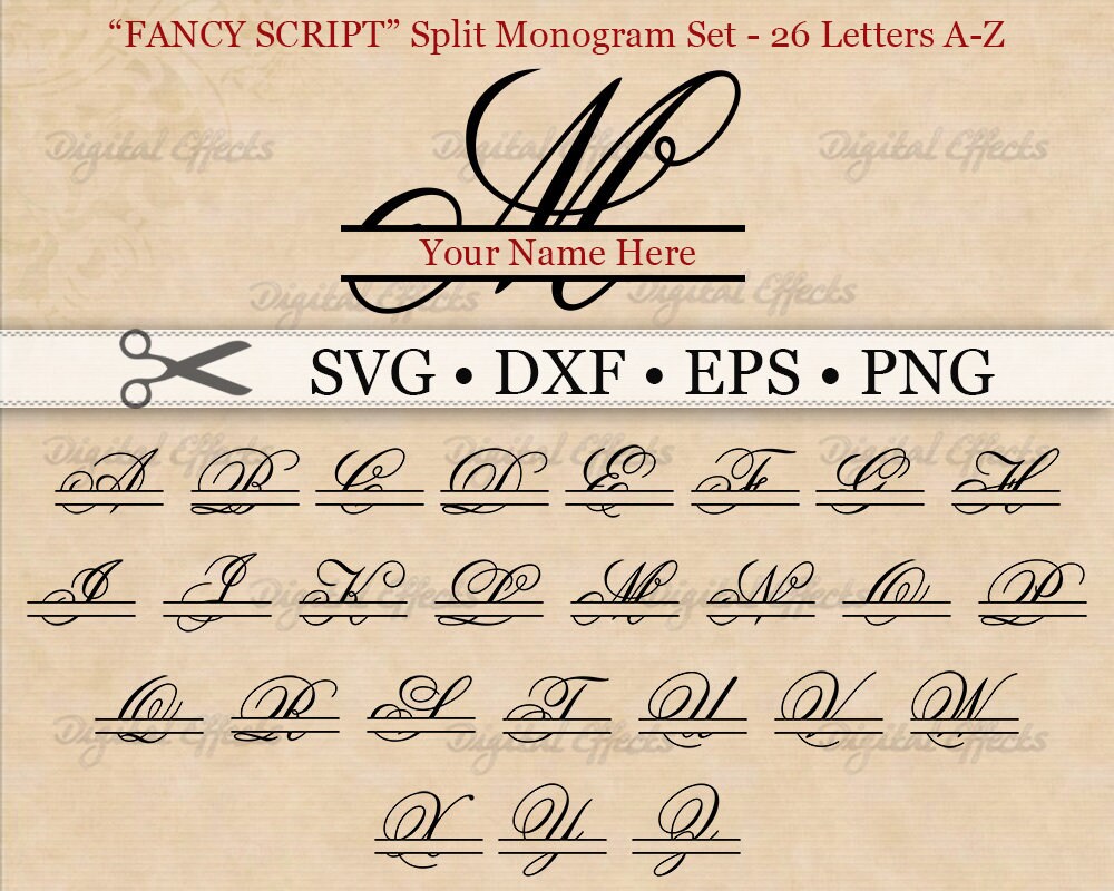 Download Fancy Split Wedding Monogram Svg Dxf Eps Png Files Script Etsy