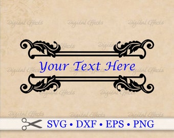 SPLIT MONOGRAM Frame Svg, Eps, Dxf, Png, Vintage Scroll Frame, Nameplate SVG, Art Deco Svg, Svg Frame, Silhouette Dxf, Cut Files, Cricut Svg