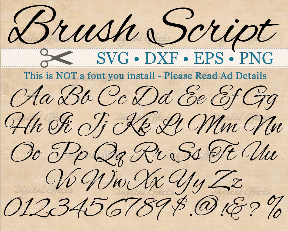 BRUSH SCRIPT  Calligraphy  Font  Monogram Svg Dxf Eps Png Etsy