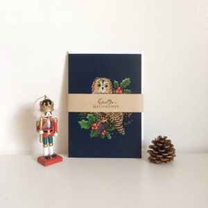 Holly Owl Christmas Card | Cute owl card