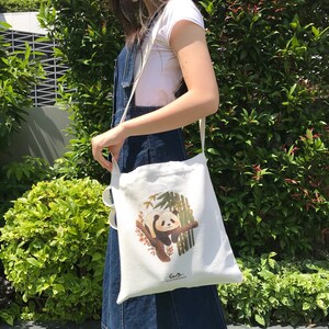 Sleeping Panda Canvas Tote Bags | Long and short handles | Casual wear accessories | Gift for her