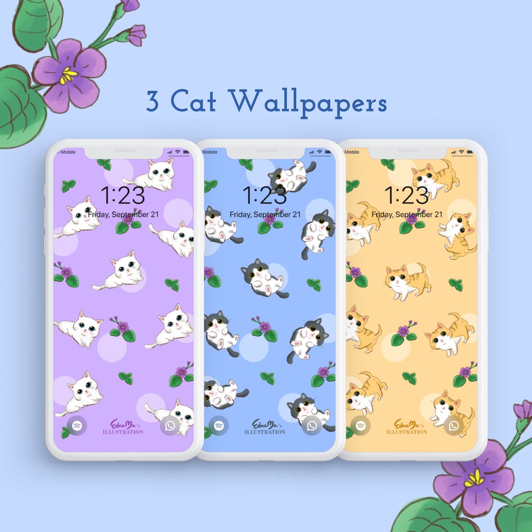 Cute Kitten Phone Wallpaper Set | Mobile Background (digital Download ...