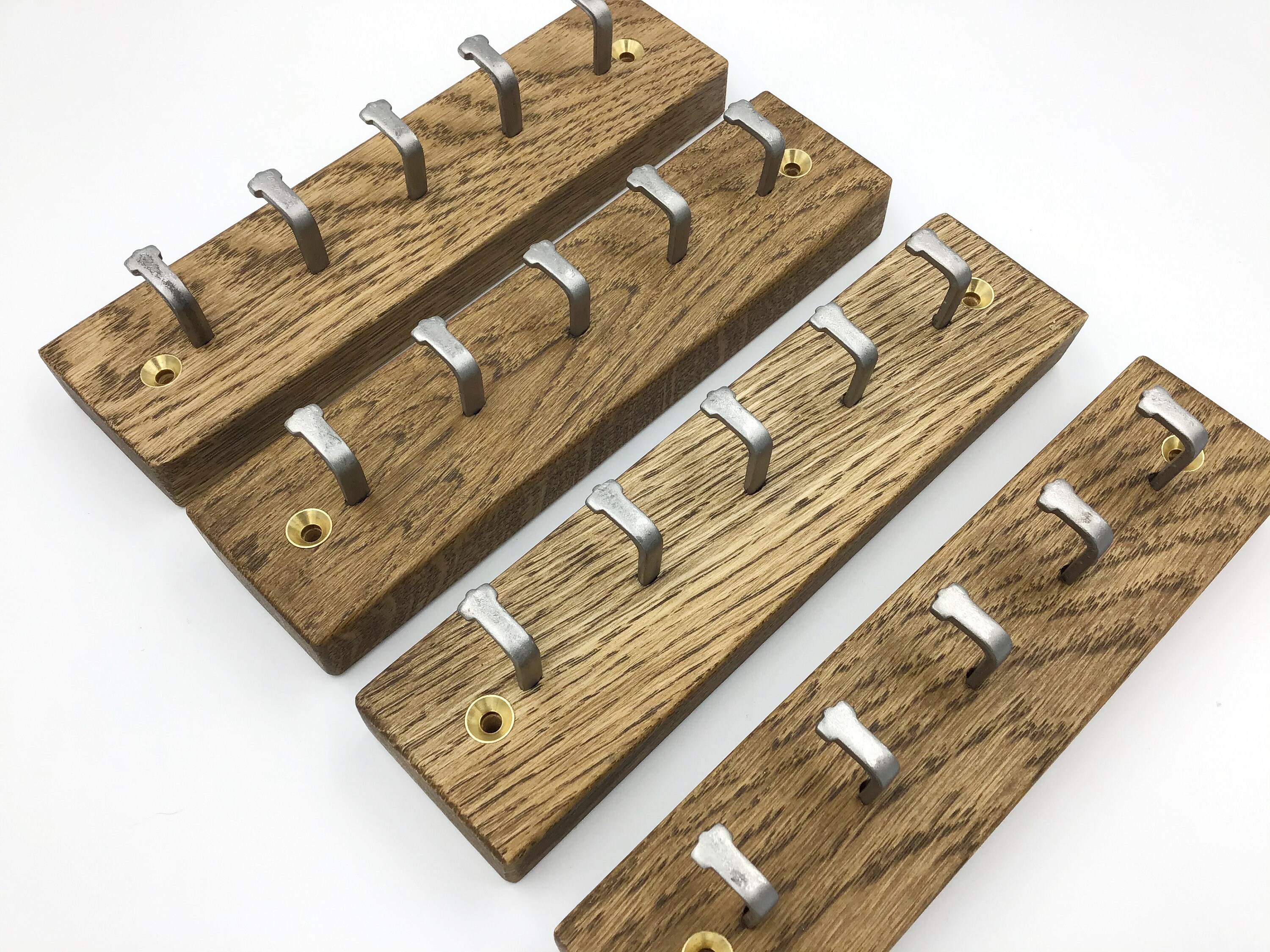 Dark Oak Wood Key Rack Small Space 5 Hook 20cm Wide Wall Etsy UK