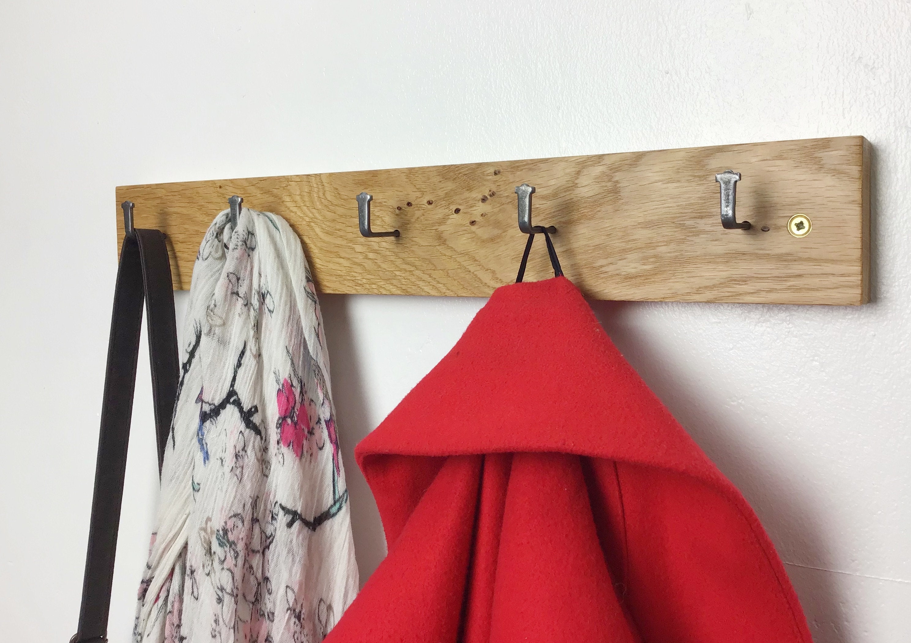 Oak Coat Rack Solid Oak Wood Coat Rack With 5 Hooks With Etsy UK