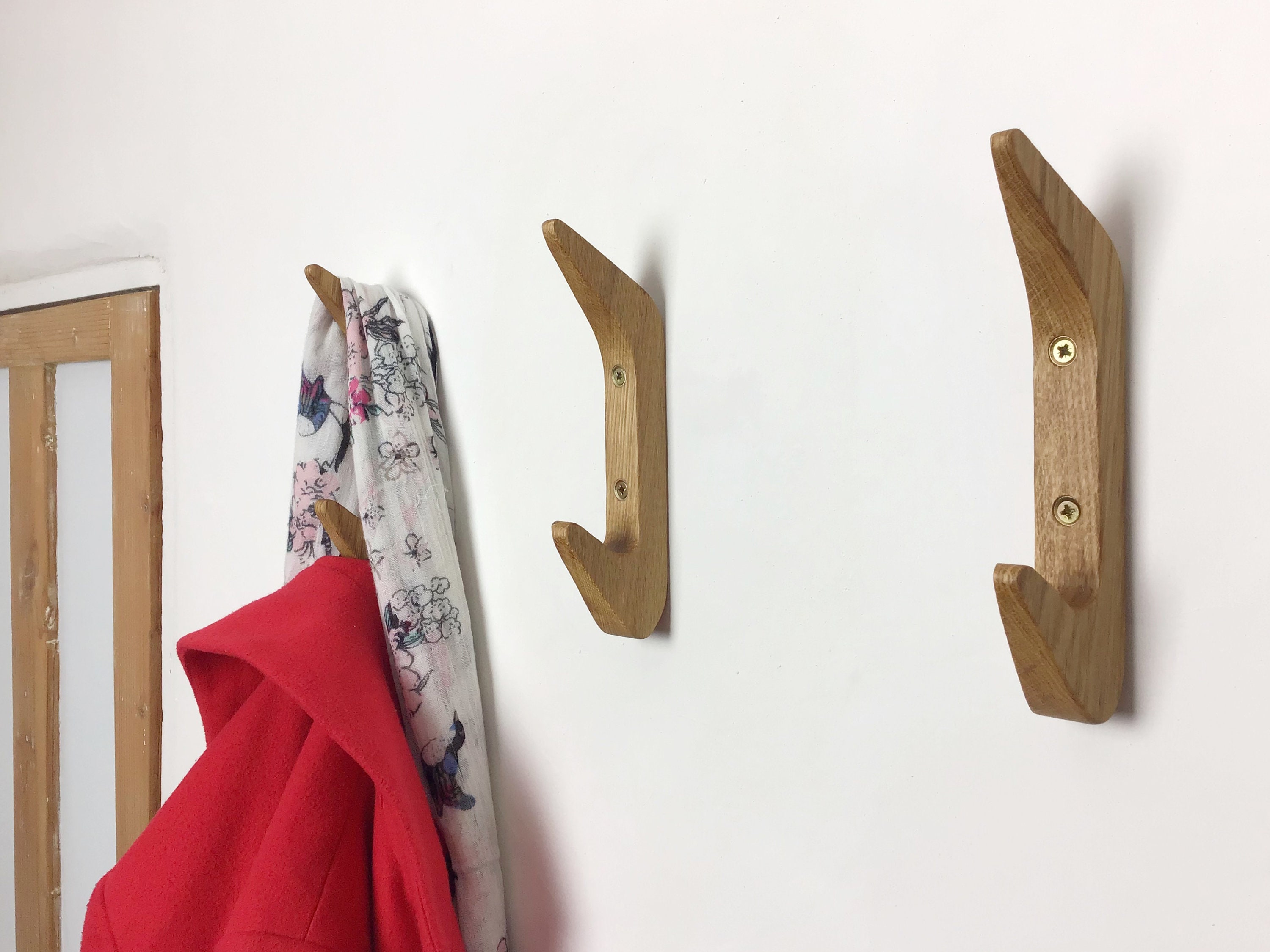 Oak Coat Hook Double / Large Natural Oak wood coat hook Etsy