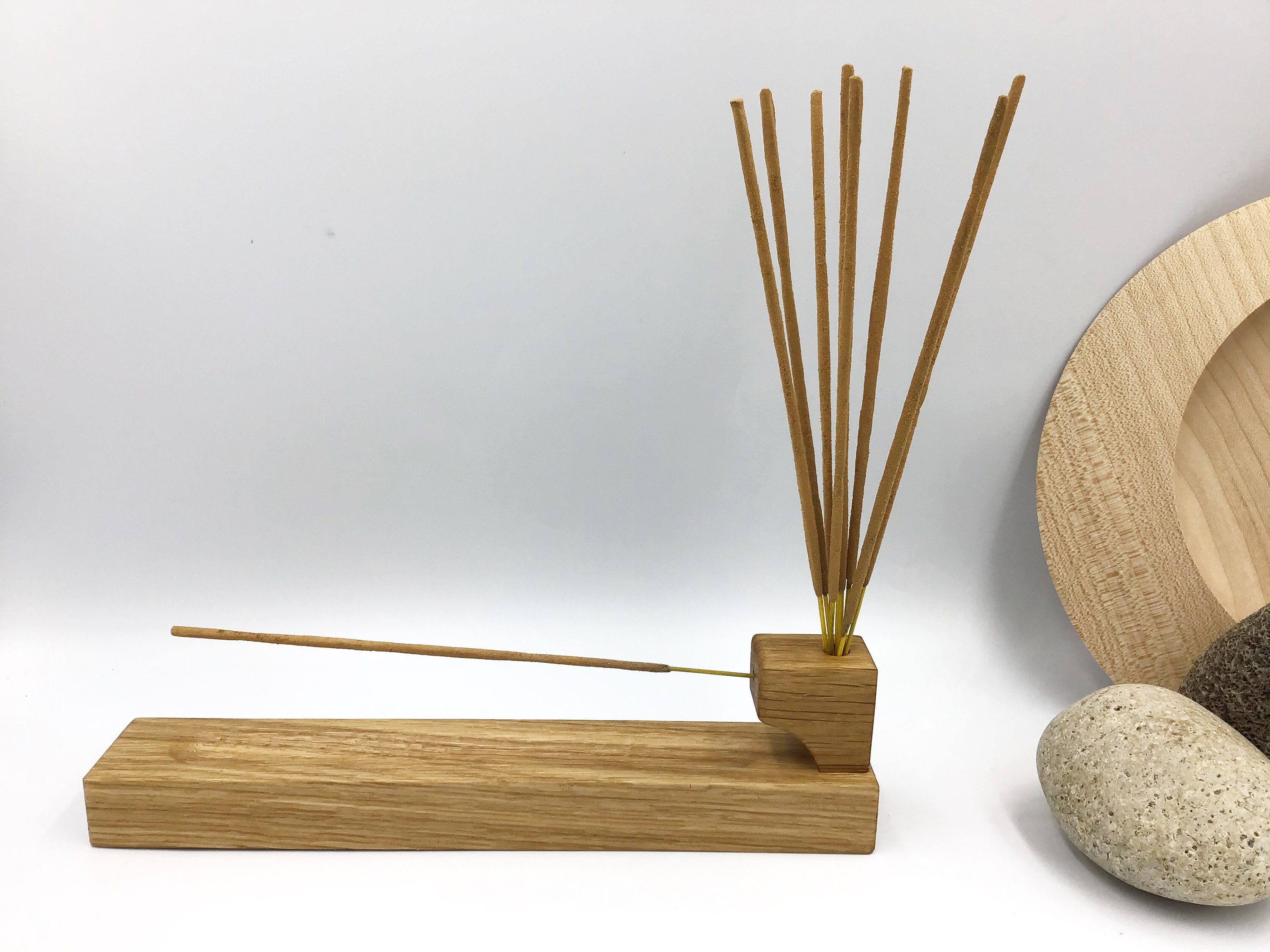 Incense stick holder. Solid Oak with incense stick storage pot Etsy