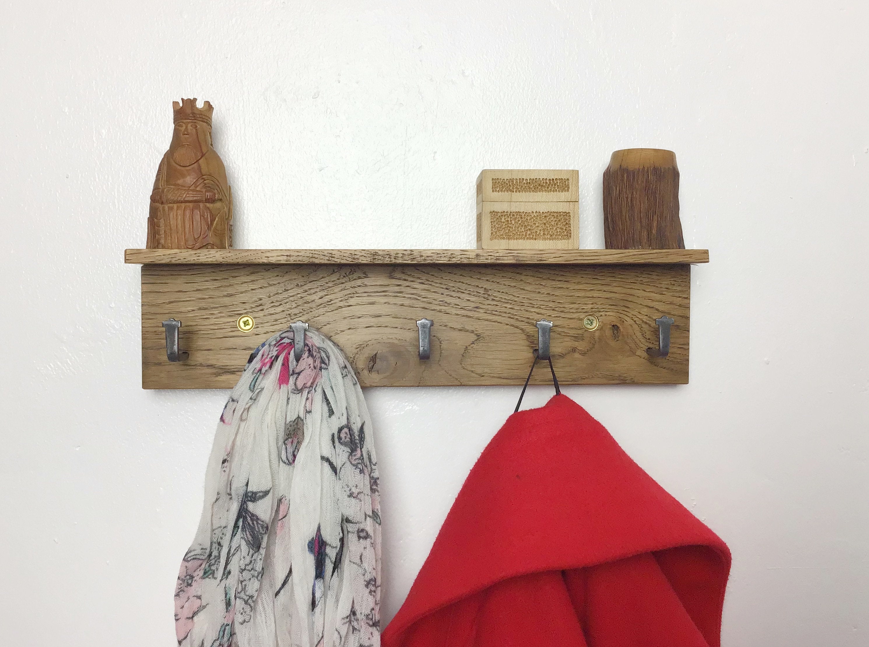 MICRO Oak Coat Rack Dark Oak Wood Coat Rack With 5 Hooks Etsy UK