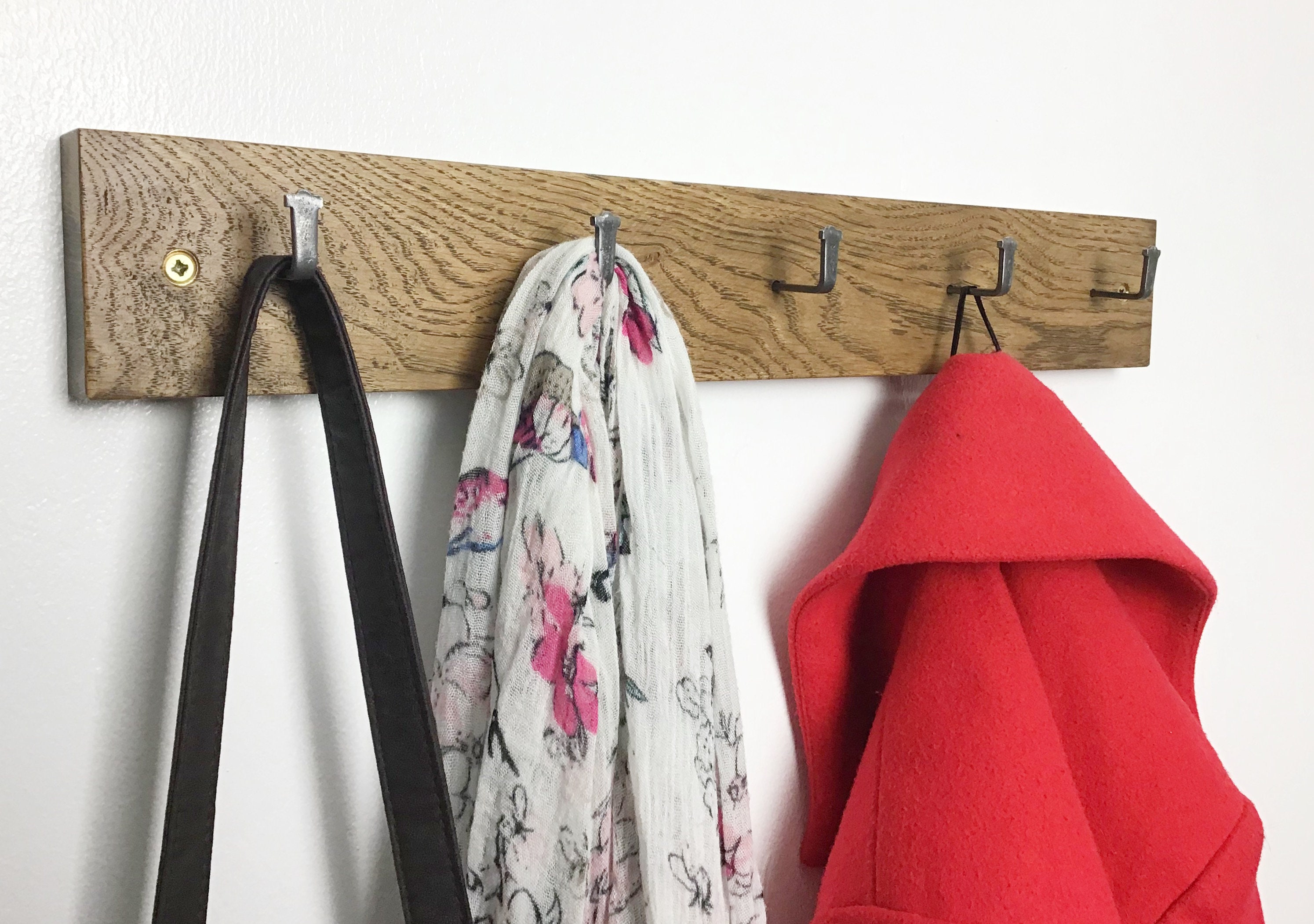 Oak Coat Rack Dark Oak Wood Coat Rack With 5 Hooks With or - Etsy UK