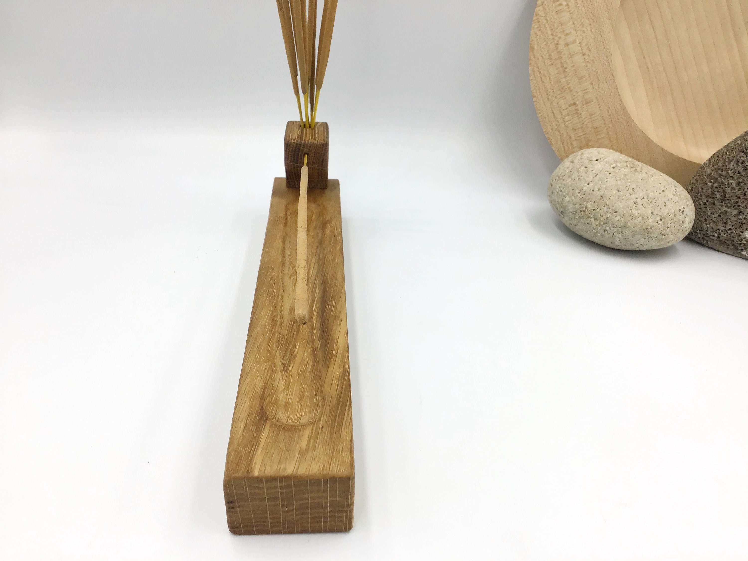 Incense stick holder. Solid Oak with incense stick storage pot Etsy