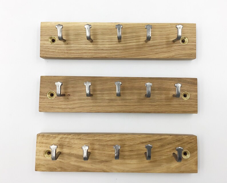Key Rack Small Space 5 Hook Oak Wall Rack 20cm Wide Etsy UK