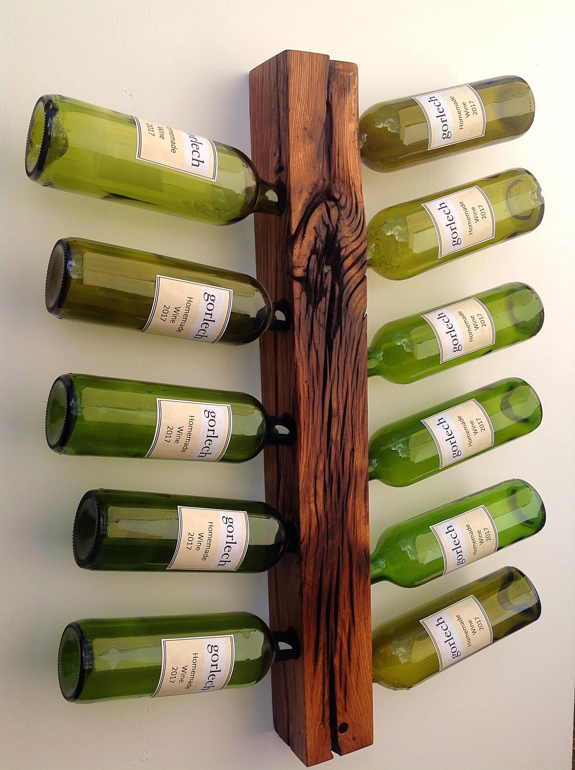 wine glass display rack on Oak Wine Bottle Display Reclaimed Solid Oak Wood Wine Rack Wall Mounted Holds 11 Wine Bottles Stylish Wine Storage Made In West Wales