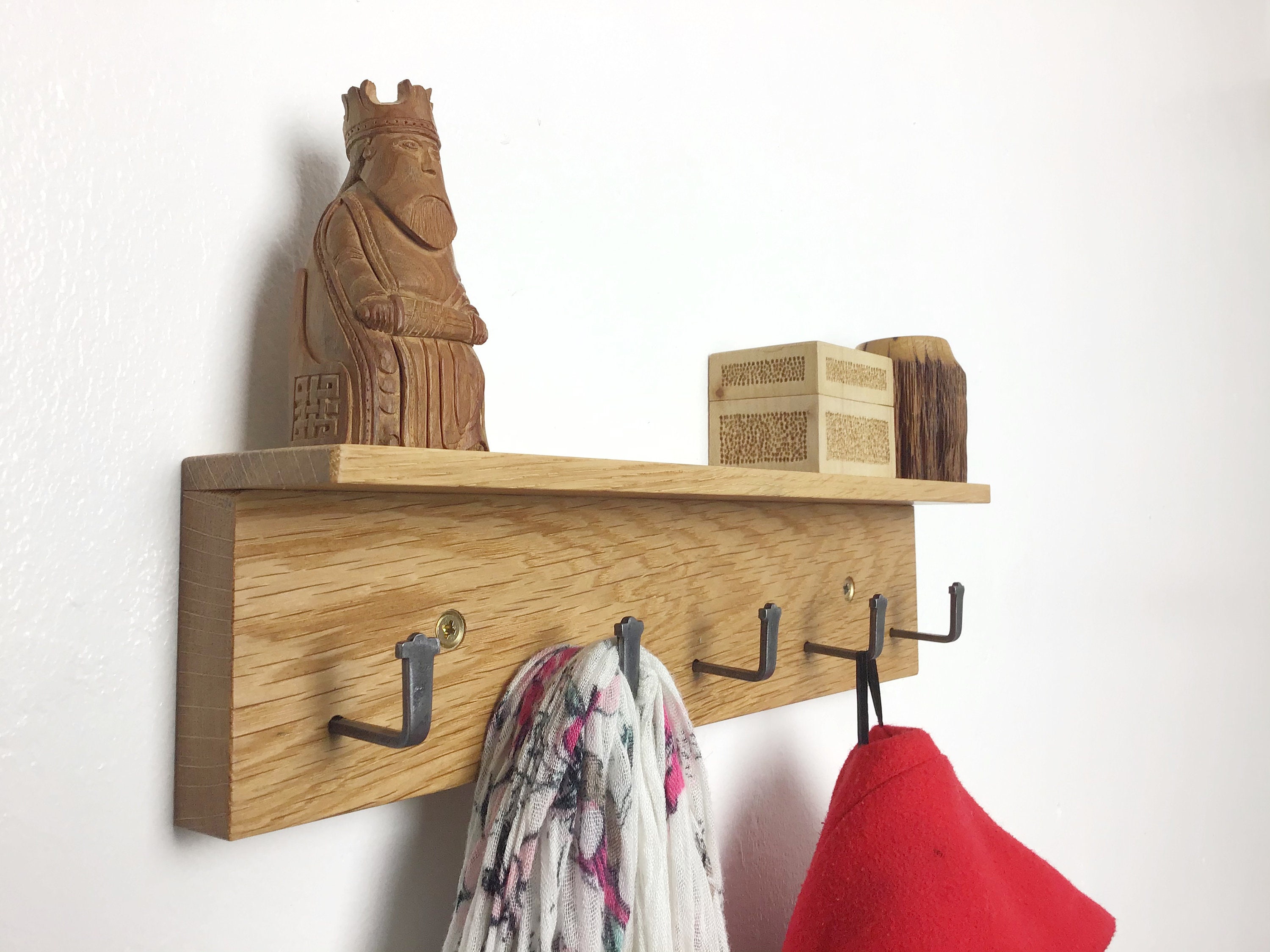 MICRO Oak Coat Rack Natural Oak Wood Coat Rack With 5 Hooks Etsy UK