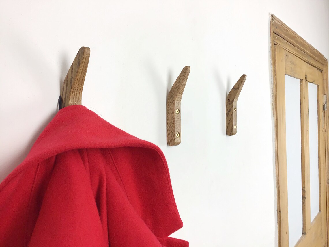 Oak Coat Hook Wooden Coat pegs Wall mounted coat hangers Etsy