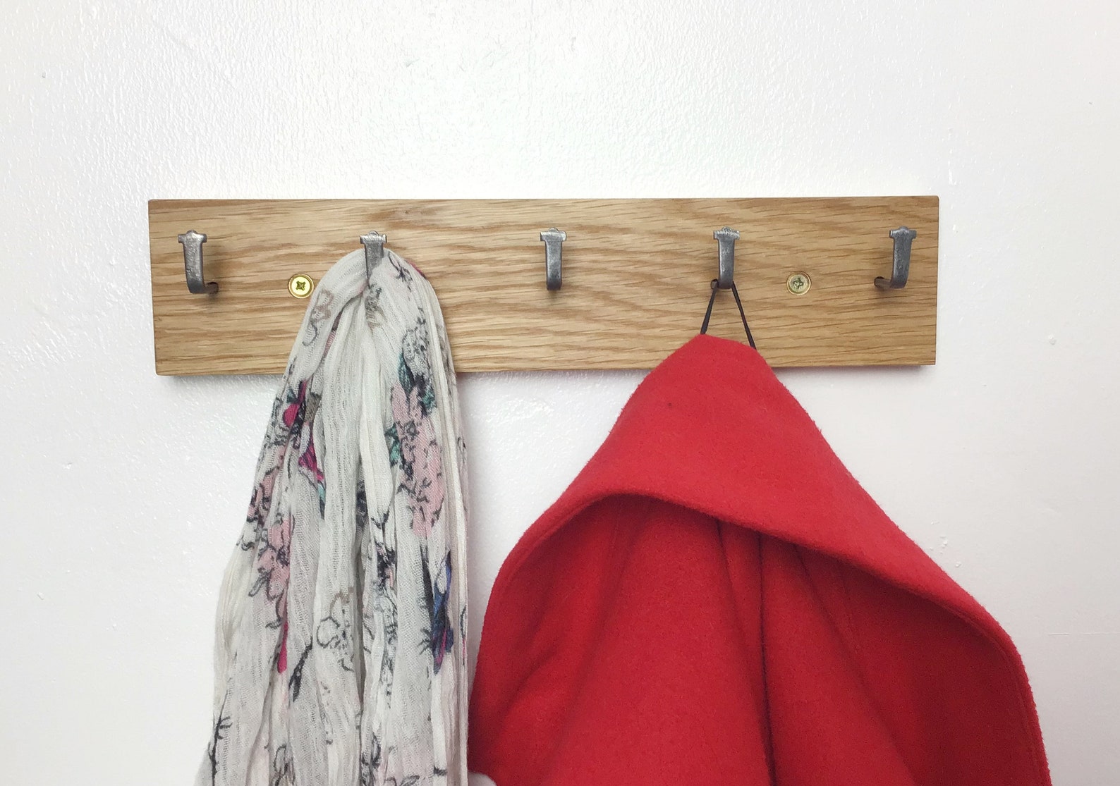 MICRO Oak Coat Rack Natural Oak Wood Coat Rack With 5 Hooks Etsy UK