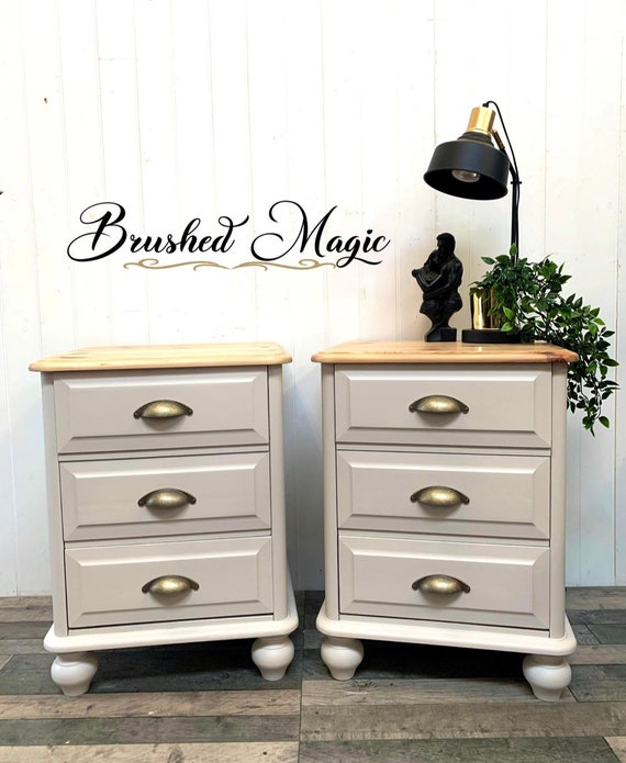 Pair of Heavy Duty Pine Bedside Tables drawers Ready to Upcycle Etsy
