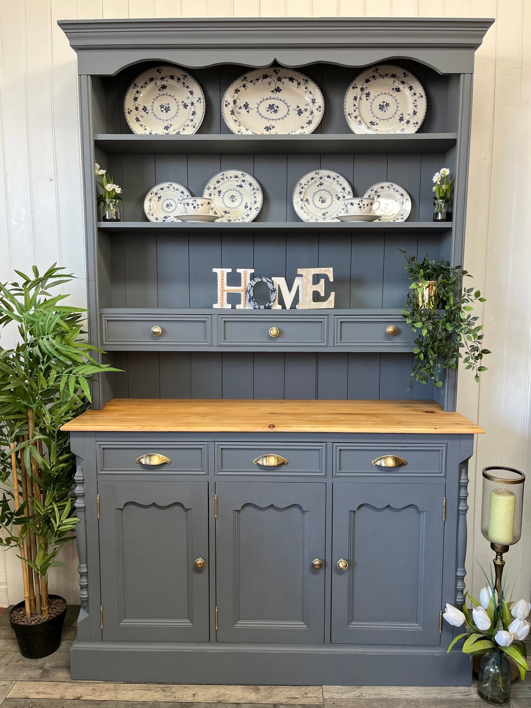 grey welsh dresser Large Vintage kitchen dresser – TarnLondon main image 0