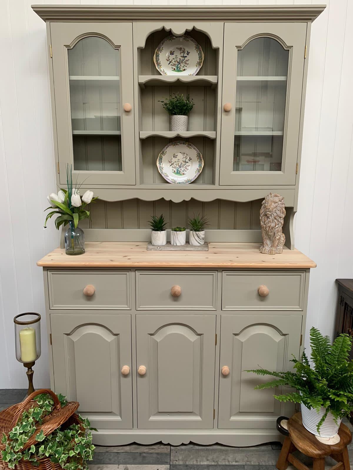 Custom Painted UPCYCLED Small Vintage/pine Kitchen Welsh Dressers With  Plate Racks & Storage Fusion Mineral Paint - Etsy