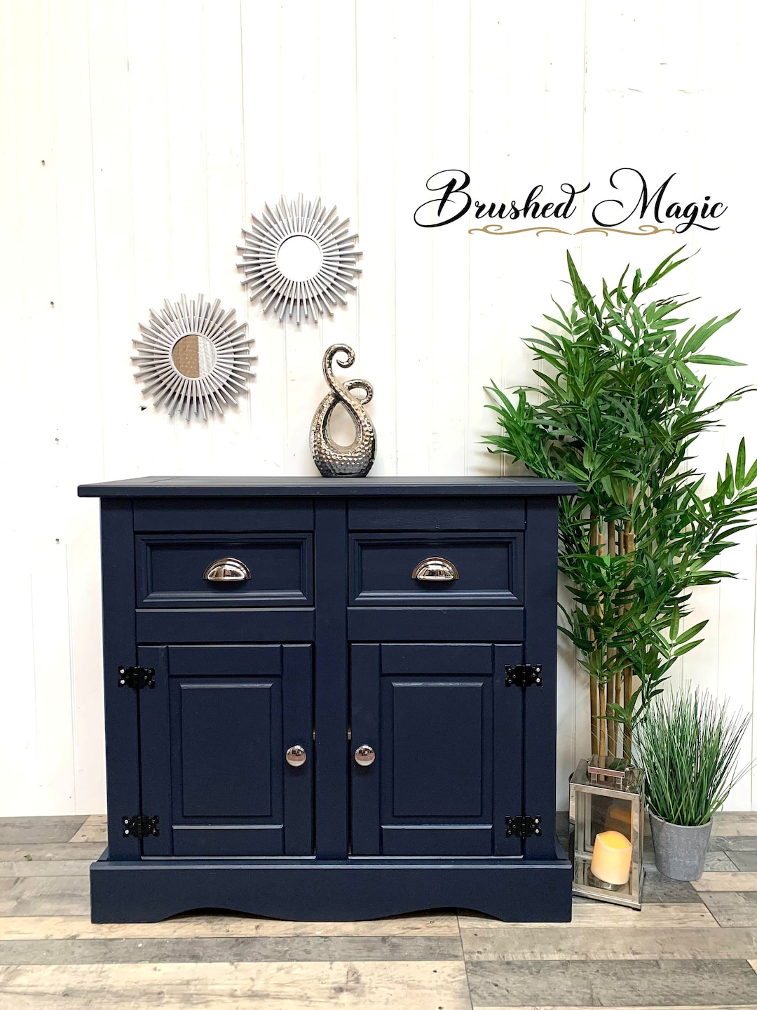 Lovely Midnight Blue Pine Sideboard Hallway Unit Painted With Fusion