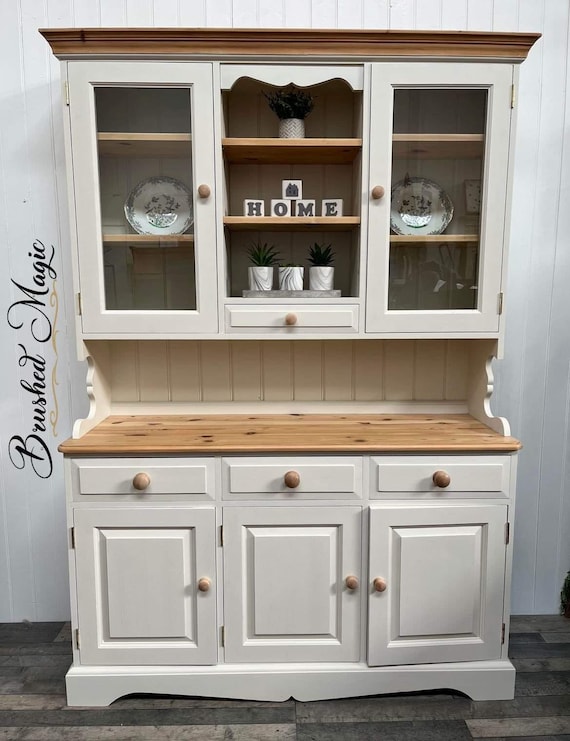 cream welsh dresser Large Shaker Style Painted Welsh Dresser, Drawers, Cupboard Base and 3 Shelf Display Top. Handmade in Any Size or Colour. Customisable