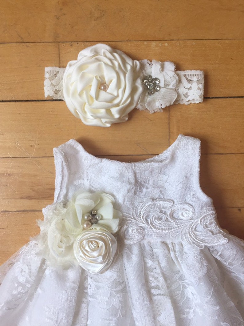 Newborn Vintage Ivory Lace Baptism Set