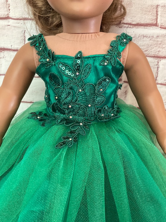 Emerald Green Quinceanera Dress Set for 18 Inch Dolls 