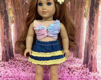 Ruched Top and Ruffle Skirt Set for 18 Inch Dolls