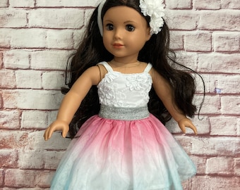 Summer Ombré and Lace Dress Set  for 18 Inch Dolls